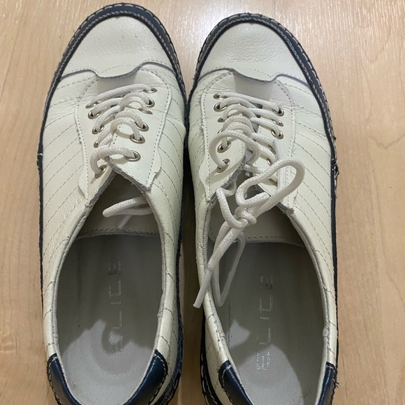 Women's White and Blue Leather Casual Sneakers Shoes size 38 - Picture 7 of 7